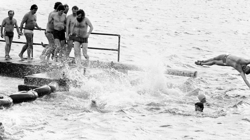 A Christmas Day swim in Clontarf in 1984. Photograph: Tom Lawlor/The Irish Times