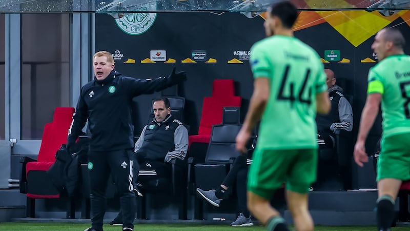 Neil Lennon saw his Celtic side beaten 4-2 by AC Milan. Photograph: Fabrizio Carabelli/PA