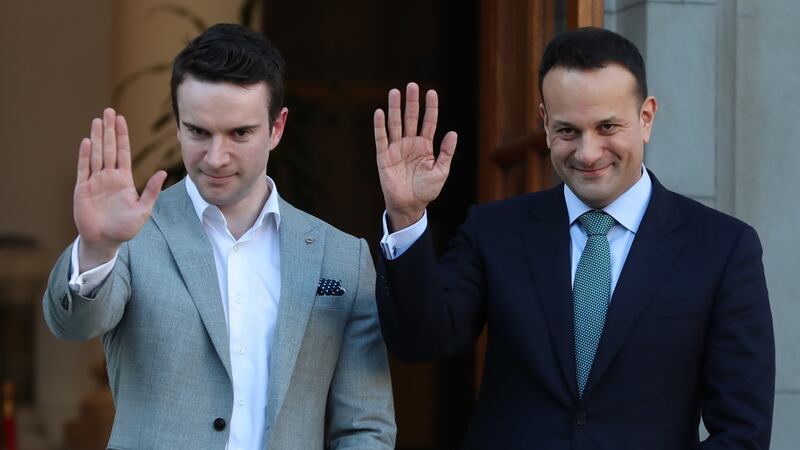 Taoiseach Leo Varadkar and his partner Matt Barrett. Photograph: Liam McBurney/PA