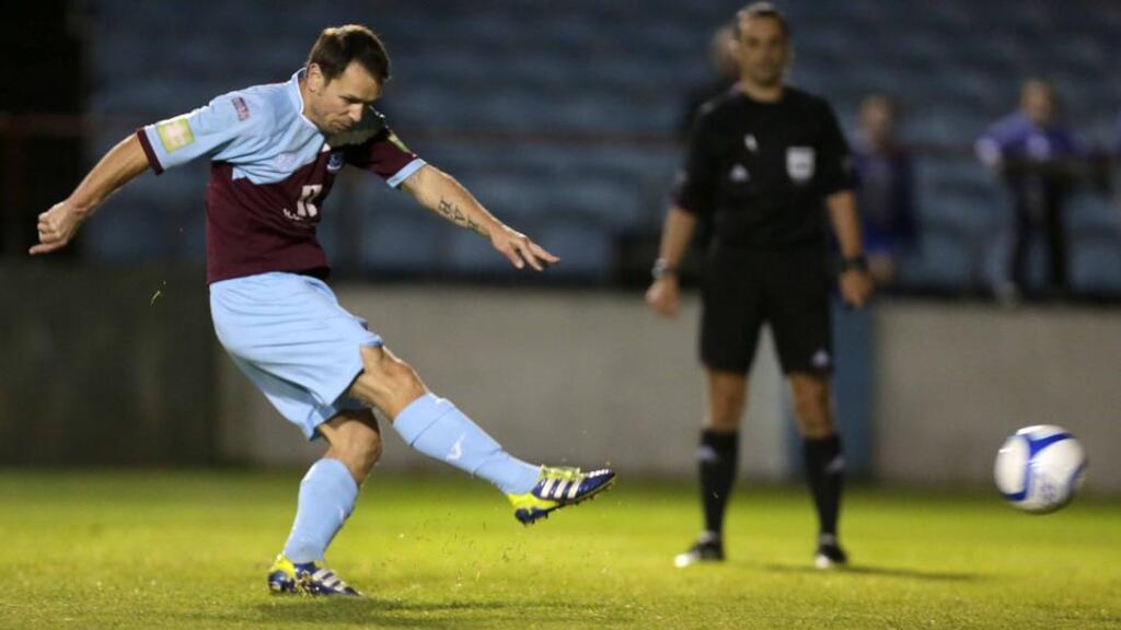 Declan O’Brien scored twice for Drogheda. Photograph: Inpho