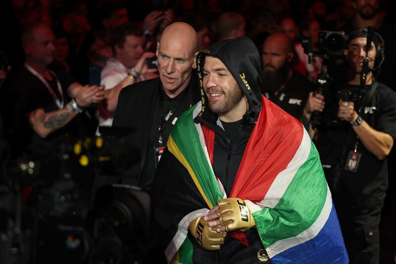 Dricus Du Plessis of South Africa walks to the octagon to face Israel Adesanya of Nigeria in the middleweight championship fight during UFC 305 at RAC Arena in Perth, Australia. Photograph: Paul Kane/Getty Images