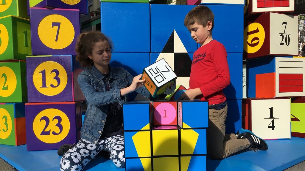 Zara and Lorcan Schlindwein, working on IZAK9 on South King St/Grafton St in Dublin. Photograph: Dara MacDónaill/The Irish Times