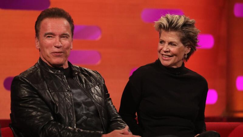 Arnold Schwarzenegger and Linda Hamilton on The Graham Norton Show