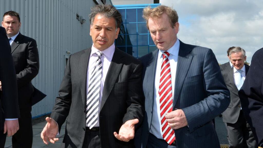 Robert Coury, executive chairman of Mylan pharmaceutical company with Taoiseach Enda Kenny at a Galway and Dublin jobs announcement in 2012. Photograph: Alan Betson / The Irish Times
