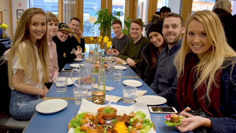 Guests on a vegan food tour of Dublin