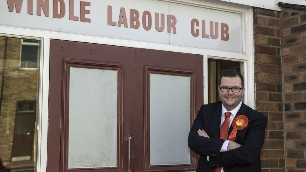 British Labour MP Conor McGinn, outside Windle Labour Club in St Helens in 2015