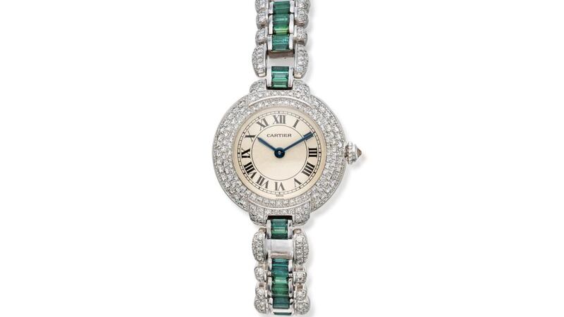 Cartier diamond and tourmaline watch ($20,000-$30,000/€18,020-€27,030) Sotheby’s