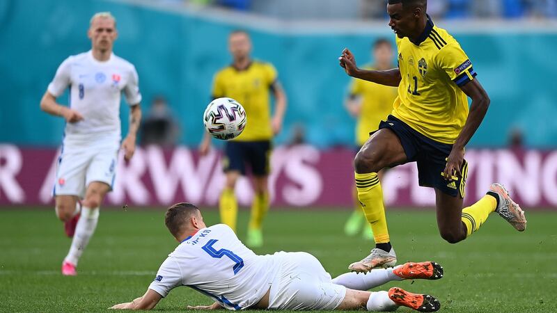 Alexander Isak impressed again during Sweden’s win over Slovakia. Photograph: Kirill Kudryavtsev/Getty