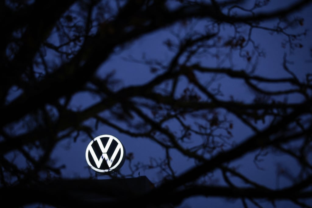 Volkswagen: The logo of the German carmaker on the roof of its headquarters in Wolfsburg. Photograph: Ronny Hartmann/AFP/Getty