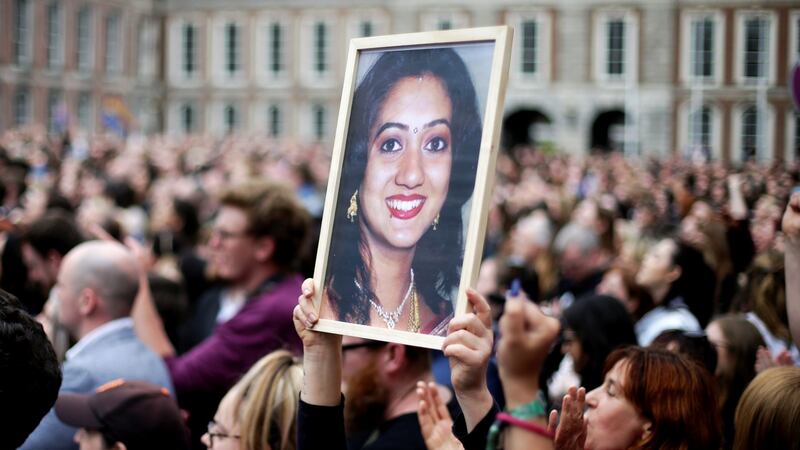 People celebrate the result of yesterday’s referendum on liberalising abortion law in Dublin. Photograph: Max Rossi/Reuters