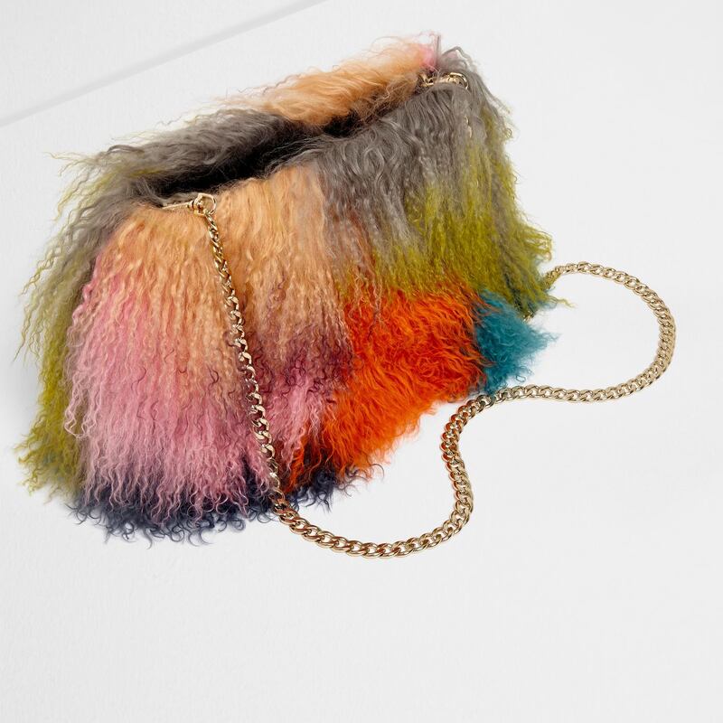 Small coloured Mongolian fur chain bag from River Island was 101 now 53