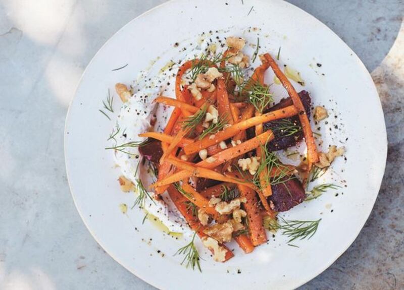 Beetroots & carrots with cumin & haydari. Photograph: Chris Terry