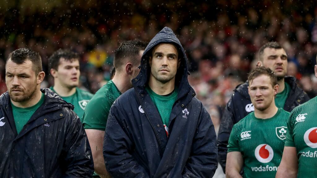 A dejected Cian Healy and Conor Murray following the defeat to Wales in Cardiff. Photograph: Dan Sheridan/Inpho