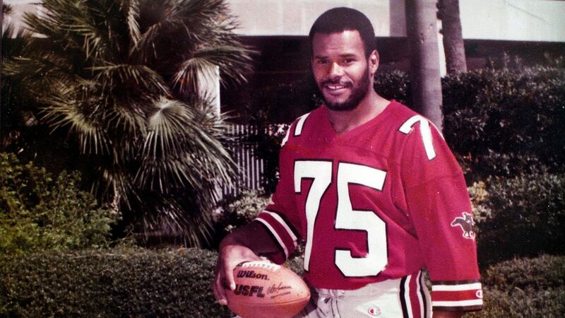 An undated handout photo of Walter Carter from his days with the Tampa Bay Bandits -- he also played for the Raiders and the Buccaneers.