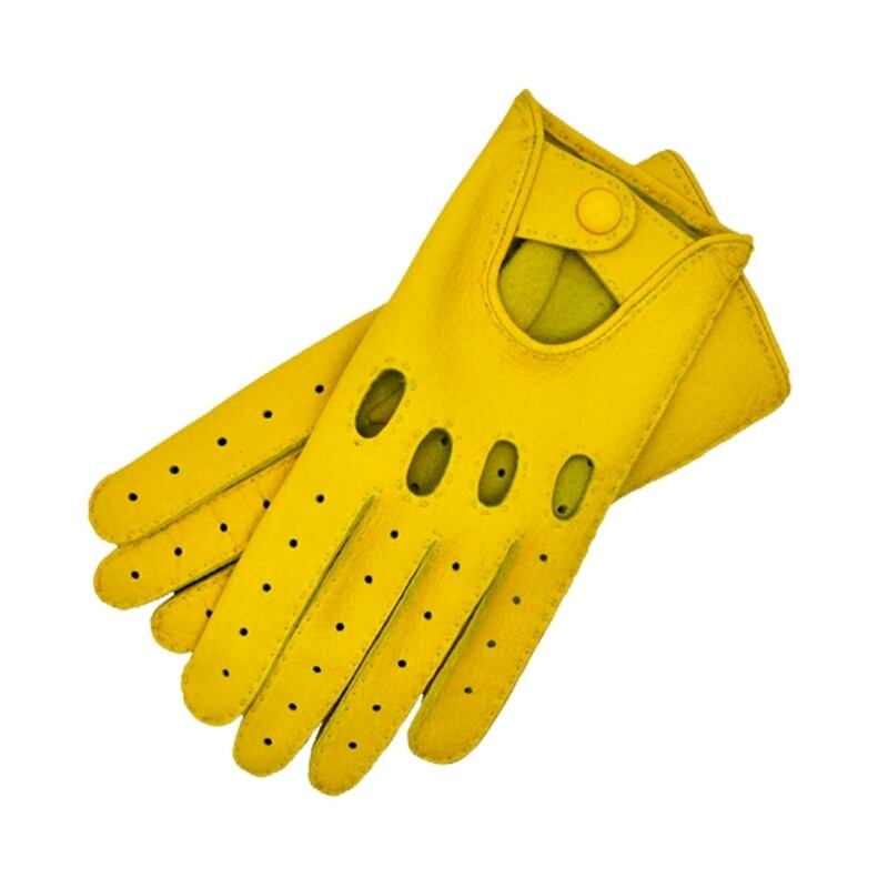 Yellow deerskin driving gloves, €164, wolfandbadger.com