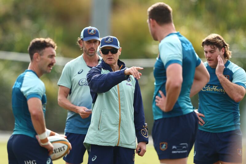 Head coach Joe Schmidt during an Australia training session at Ballymore Stadium in Brisbane in preparation for the upcoming two-Test series against Wales. Photograph: Chris Hyde/Getty Images