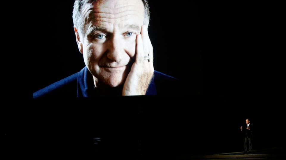 Billy Crystal takes the stage to pay tribute to the late Robin Williams. Photograph:Mario Anzuoni/Reuters