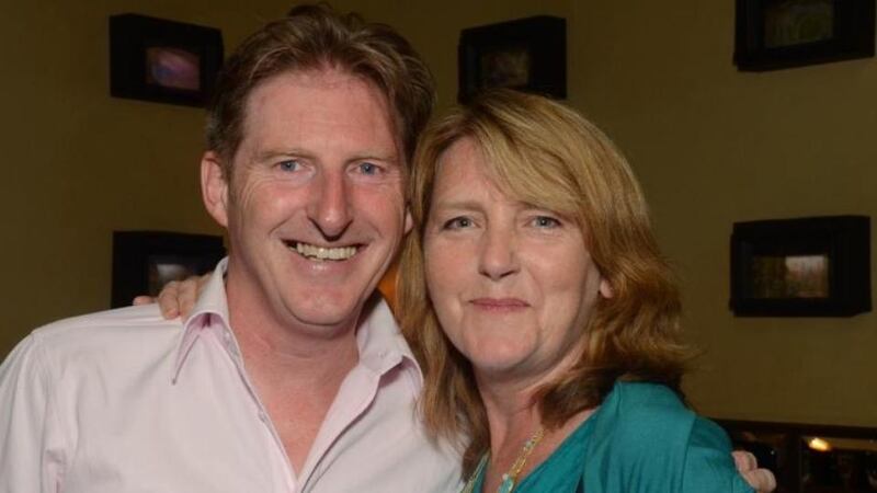 Adrian Dunbar with the playwright Janet Behan, niece of Brendan