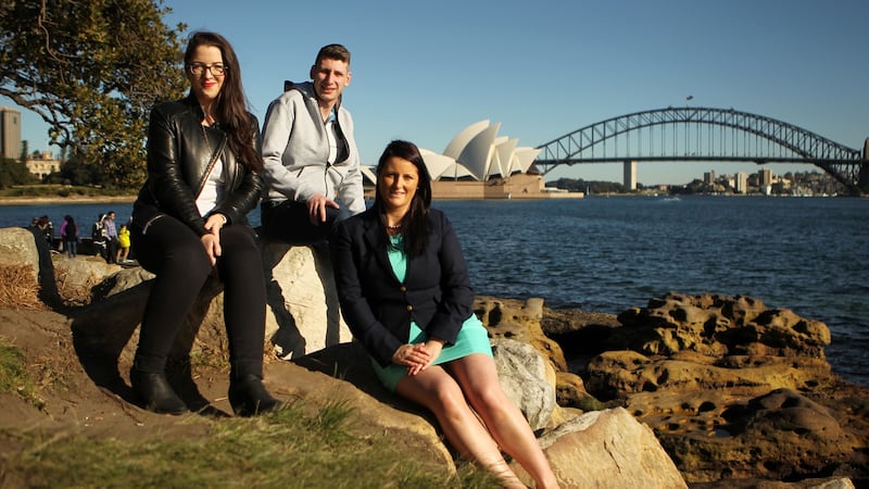 Carol Friel, Gavin Grace and Stephanie Lyons have all moved from Ireland and are now living in Sydney, Australia. Photograph: Jacky Ghossein