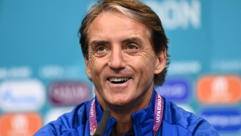 Roberto Mancini says fans of Italy and Spain should be the majority at Wembley for their Euro 2020 semi-final. Photograph: Getty Images