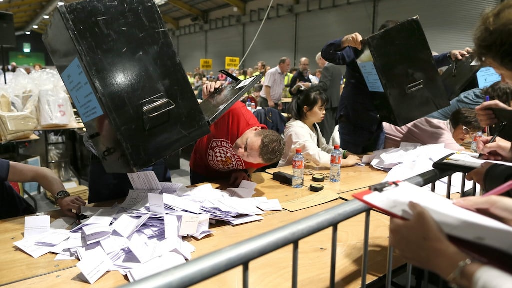 Ballot boxes are emptied as vote counting takes place after the Irish abortion referendum, at the RDS Conference centre in Dublin on May 26th, 2018. Photograph: Paul Faith/AFP/Getty Images