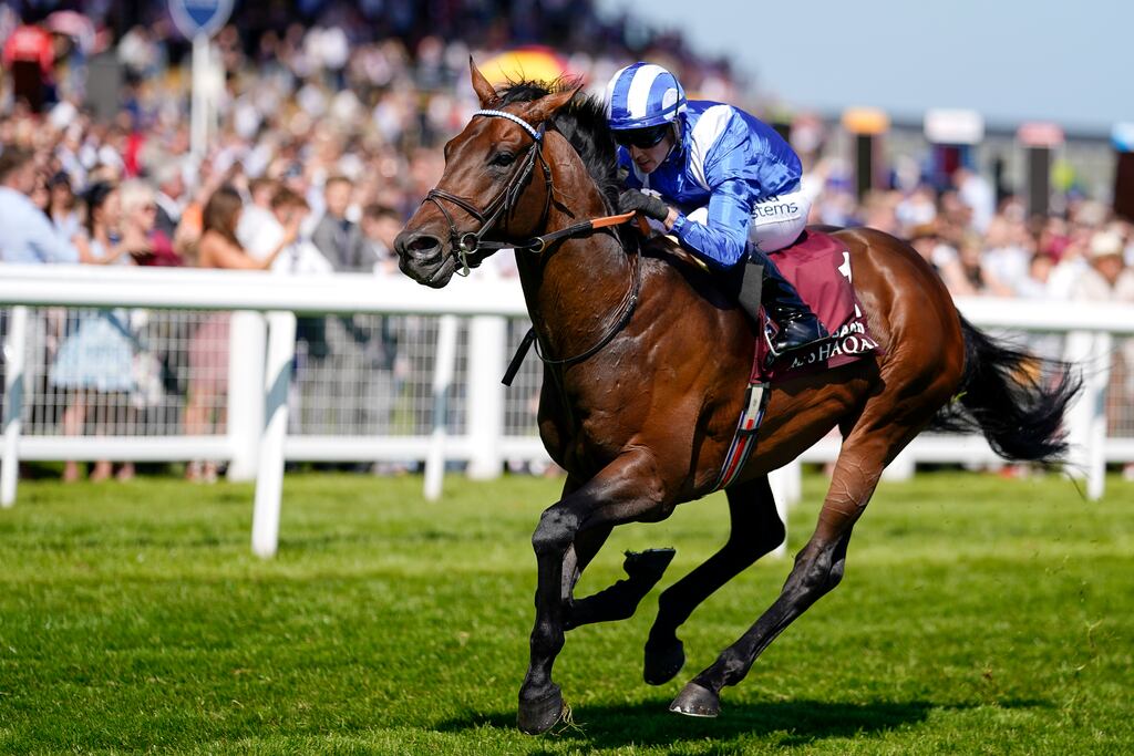 Jim Crowley riding Baaeed win The Al Shaqab Lockinge Stakes at Newbury Racecourse in May. Photograph: Alan Crowhurst/Getty