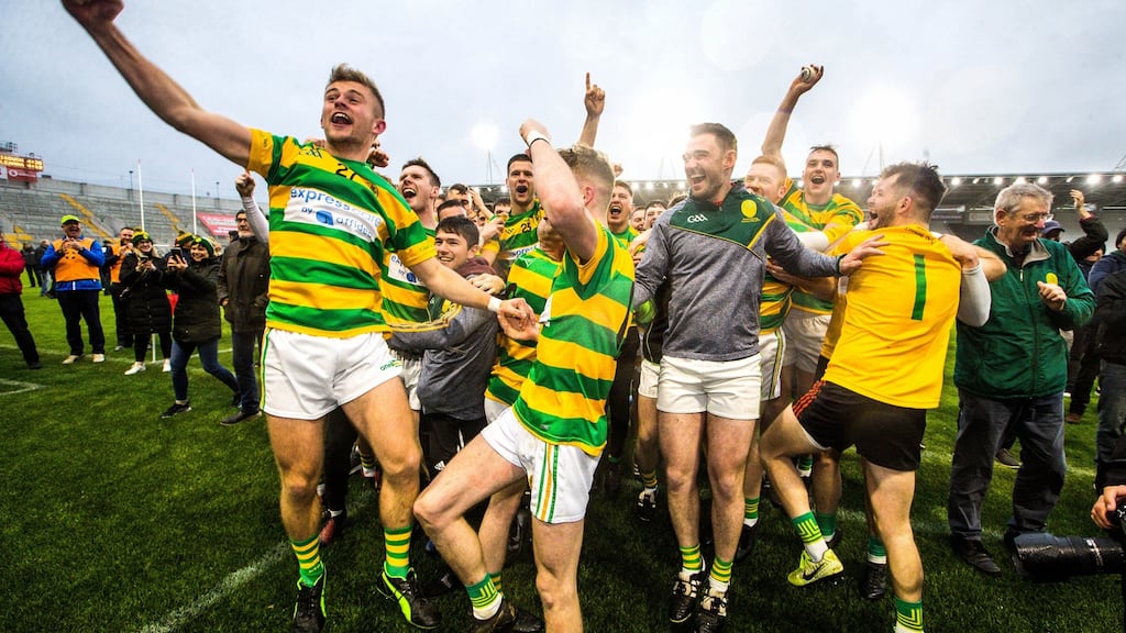 Blackrock celebrate their Cork SHC final win over Glen Rovers on Sunday. Photograph: Ryan Byrne/Inpho