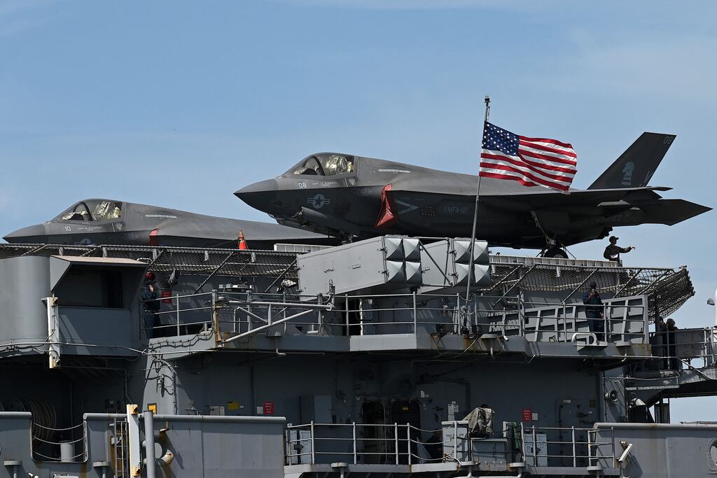 US Marine Corps F-35B Lightning II aircraft on board the US Navy's USS Tripoli amphibious assault ship last year. Photograph: Jam Sta Rosa /AFP via Getty Images
