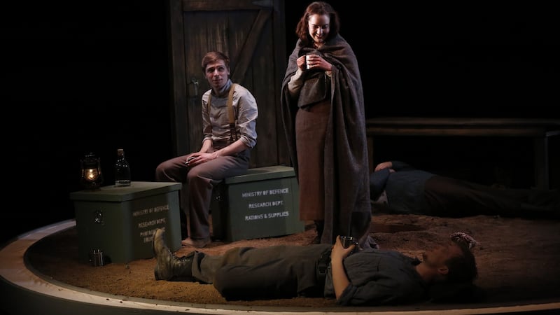 ‘Outlying Islands’: Director Marc Atkinson and set designer Colm McNally have confined their four actors to a tight circle of earth, which rises from the centre of the Samuel Beckett Theatre’s performance space.