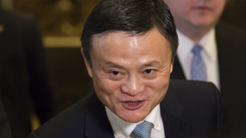 Billionaire Jack Ma, chairman of Alibaba Group Holding Ltd., speaks with members of the media in the lobby of Trump Tower in New York, U.S., on Monday, Jan. 8, 2017. A marathon of Senate confirmation hearings starting this week will give Democrats the chance to put Donald Trump's Cabinet nominees on trial even though they have little chance of actually blocking any of them. Photographer: Albin Lohr-Jones/Pool via Bloomberg Billionaire Jack Ma, chairman of Alibaba Group Holding Ltd., speaks with members of the media in the lobby of Trump Tower in New York, U.S., on Monday, Jan. 8, 2017. A marathon of Senate confirmation hearings starting this week will give Democrats the chance to put Donald Trump's Cabinet nominees on trial even though they have little chance of actually blocking any of them. Photographer: Albin Lohr-Jones/Pool via Bloomberg