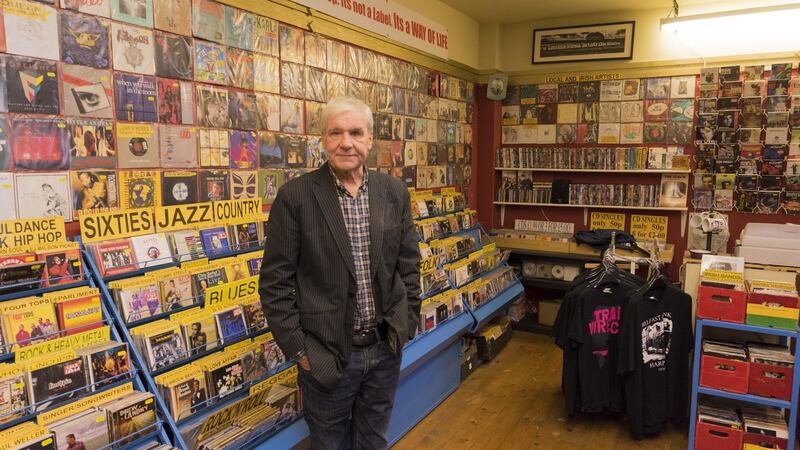 Terri Hooley in his shop Good Vibrations in Belfast. Photograph: Fishman/ullstein bild via Getty Images