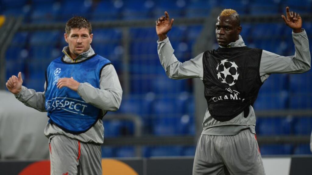Mario Balotelli has compared his Liverpool team-mate Steven Gerrard to Italian midfield star Andrea Pirlo. Photograph: Jamie McDonald/Getty Images