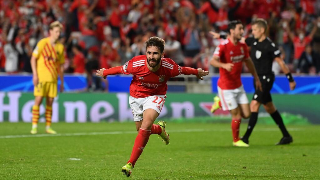 Rafa celebrates scoring against Barcelona at Estadio da Luz. Photograph: David Ramos/Getty Images