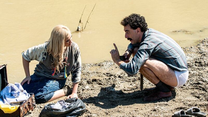 Bakalova as Tutar and Sacha Baron Cohen as Borat: “Sacha explained that Tutar should be as crazy as Borat, maybe even crazier.” Photograph: Amazon Studios