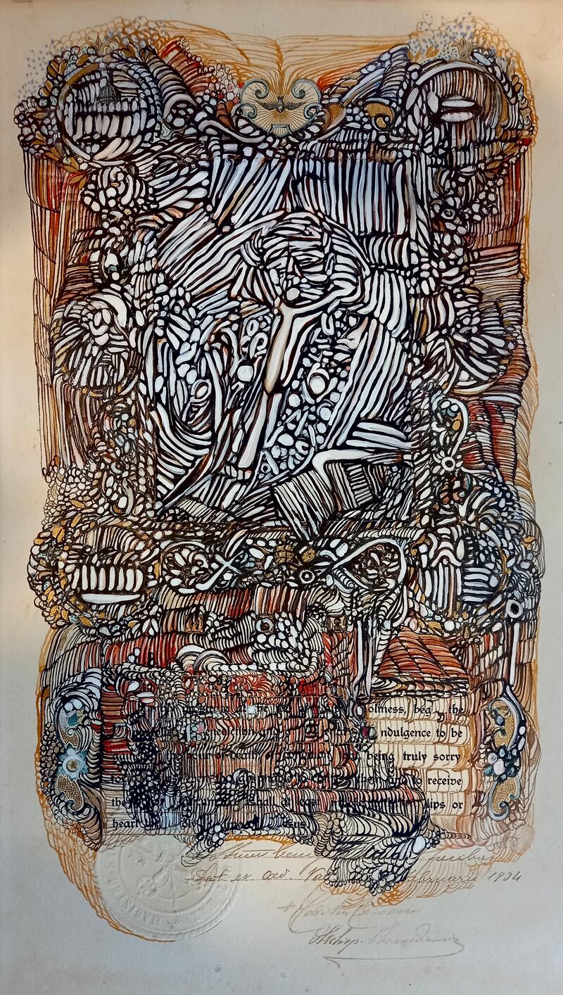 Austin McQuinn, Indulgence, ink on paper 2023, courtesy the artist, at Limerick City Gallery