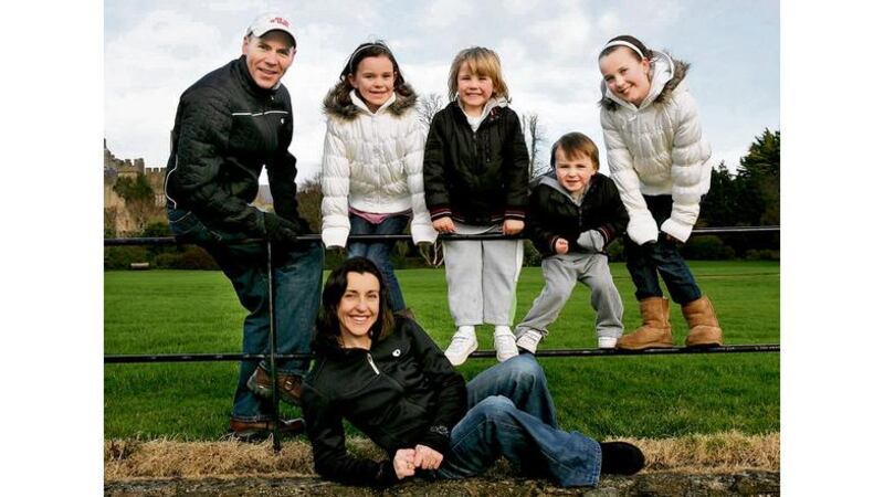 Annette Kealy and her husband, Eoin Brady, with their children (from left), Ellie, Sean, Aaron and Lia.