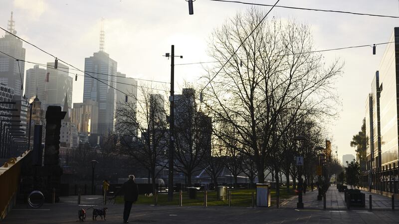 A nearly-deserted Southbank Promenade in Melbourne, Australia, on Thursday. Photograph: James Bugg/Bloomberg