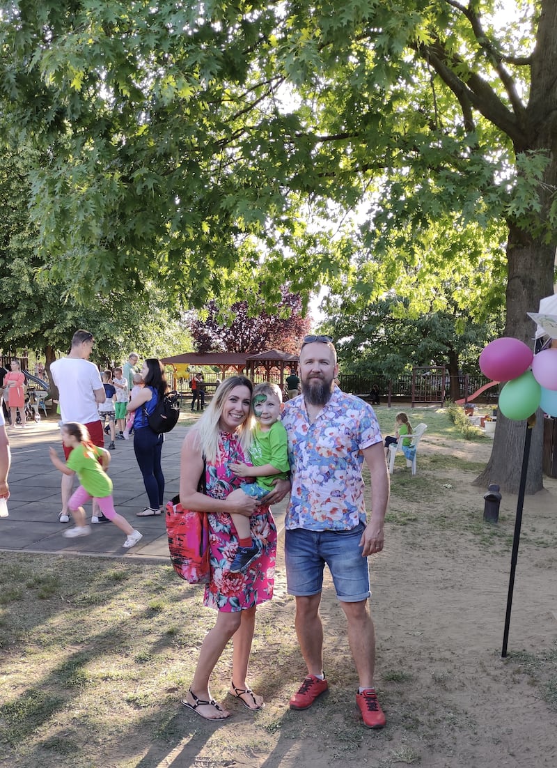 Natalie Forrester, son Wolfe (Wolfie) and husband László Orosz. Photograph: Natalie Forrester
