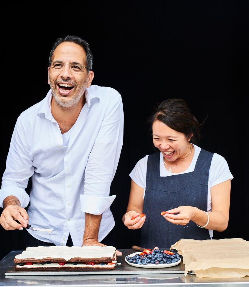 Yotam Ottolenghi and Helen Goh: the pair will be talking about their book, Sweet, at a sold-out event
at the Pavilion Theatre in Dún Laoghaire. Photograph: Peden + Munk