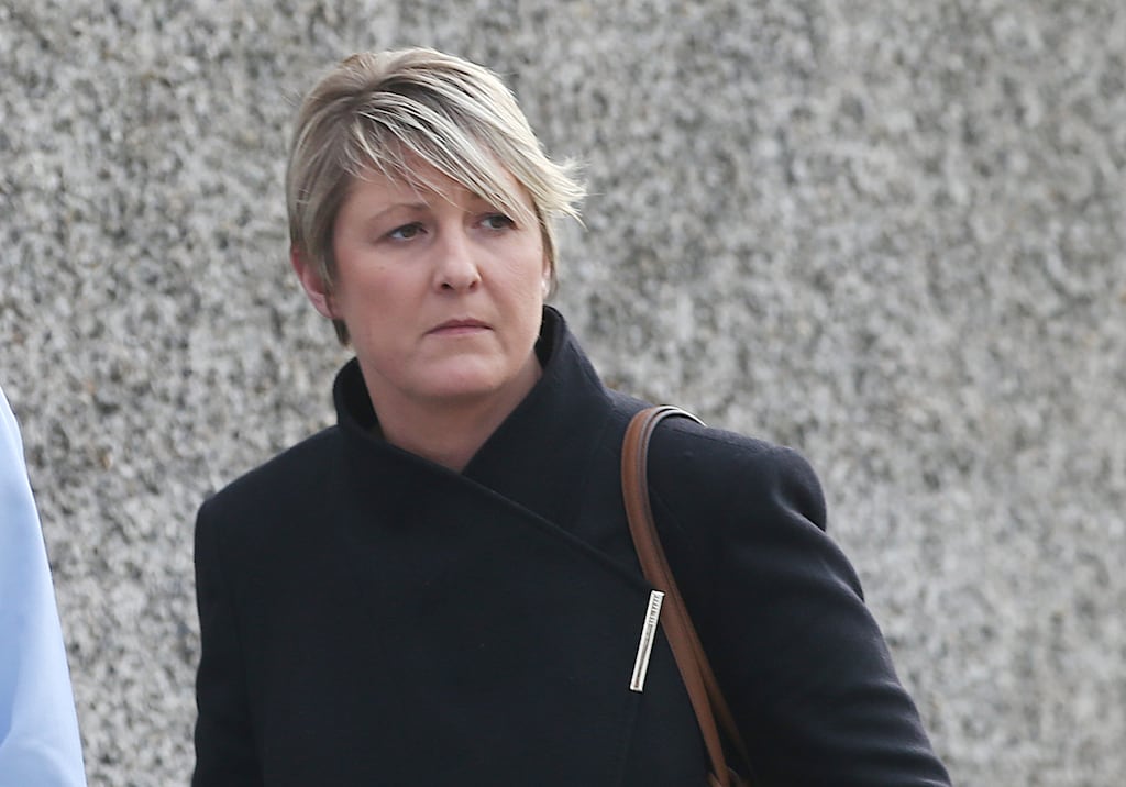 Lynsey Willis leaves the High Court after day one of a legal action against a Dublin hotel taken on behalf of her son Daniel Jack Dugan. Photograph: Collins Courts