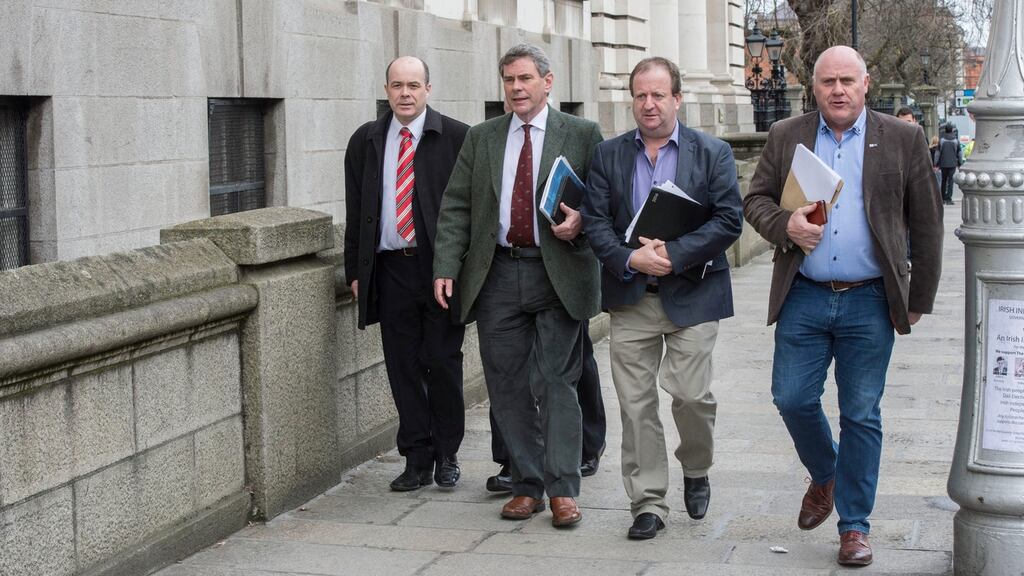 Independents TDs Denis Naughten, Michael Harty, Michael Collins and Noel Grealish at Government Buildings in Dublin. Photograph: Brenda Fitzsimons