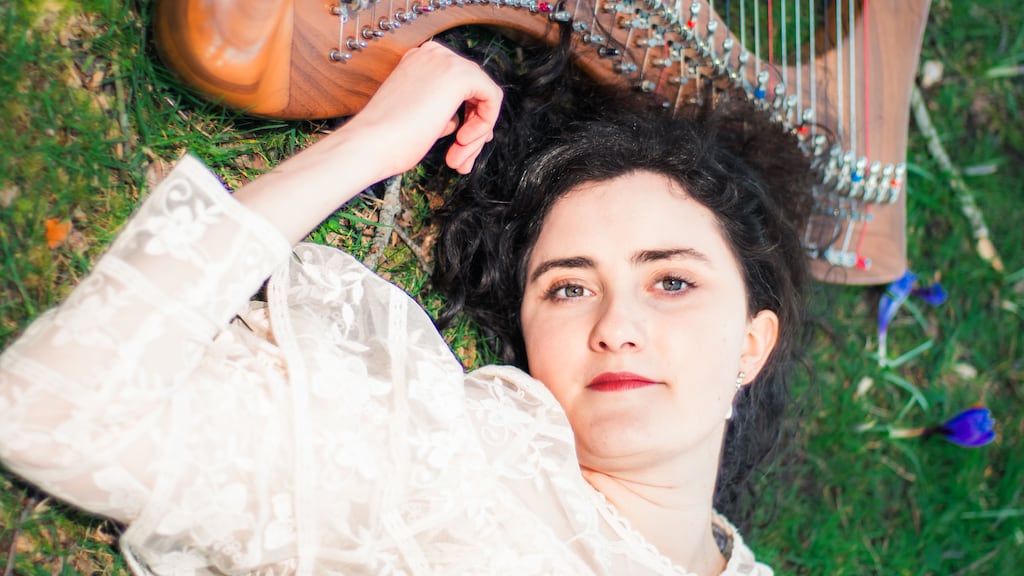 Harpist Tara Viscardi works part-time as the artistic administrator for Irish Heritage, a charity that supports emerging Irish musicians in the UK. Photograph: William Walsh
