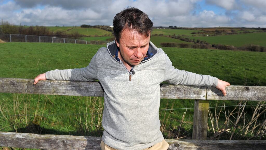 Peter Kingston breaks down after media interviews at his home, adjacent to his family farm in Nohoval, Co Cork.  Photograph: Daragh Mc Sweeney/Provision