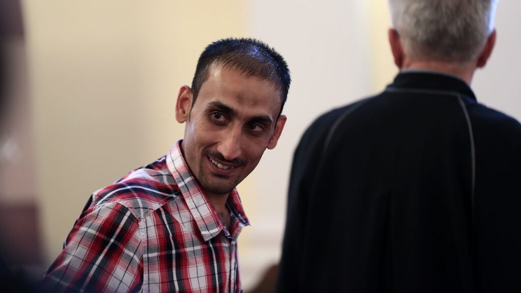 The main defendant Samsoor Lahoo (31), an Afghan citizen, during the trial of human traffickers in Kecskemet, Hungary on Thursday. Photograph: Ferenc Isza/AFP/Getty Images
