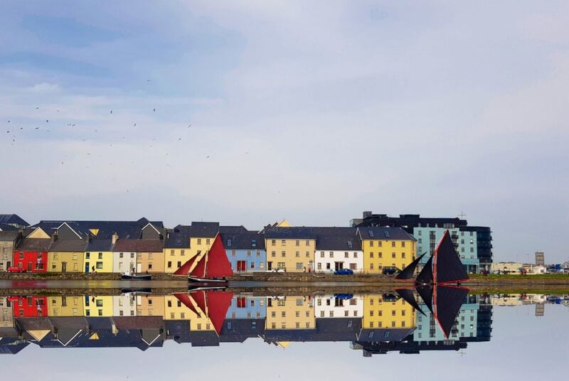 Summer Pix 2019: the iconic Long Walk in Galway with two majestic Galway hooker boats. Photograph: Johanna Ní Mháille