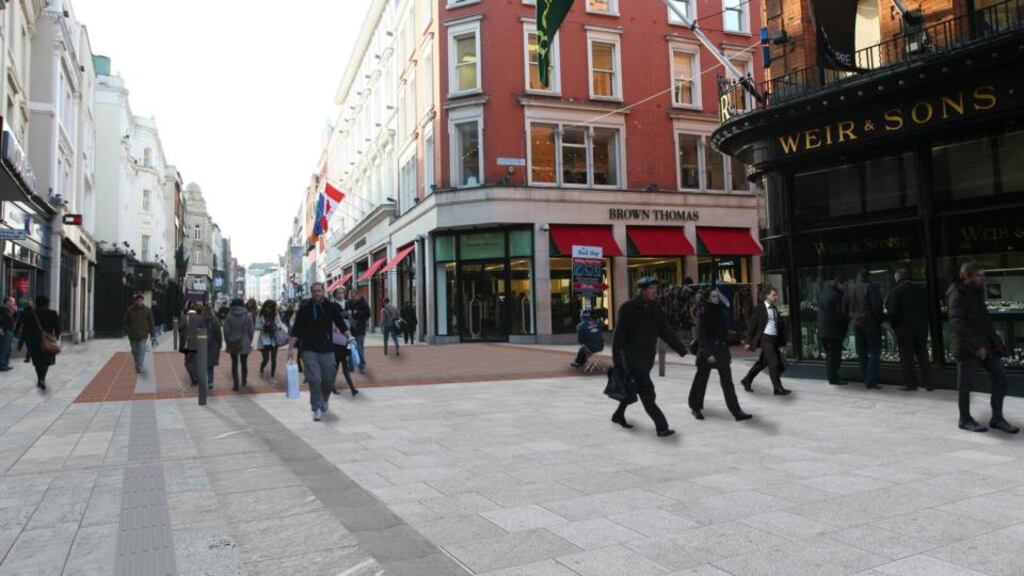 A computer generated image of what the new granite paving on Grafton Street will look like. Photograph: Dublin City Council