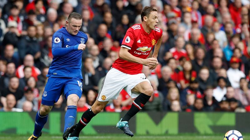 Wayne Rooney (L) endured a frustrating return to Old Trafford. Photograph: Martin Rickett/PA