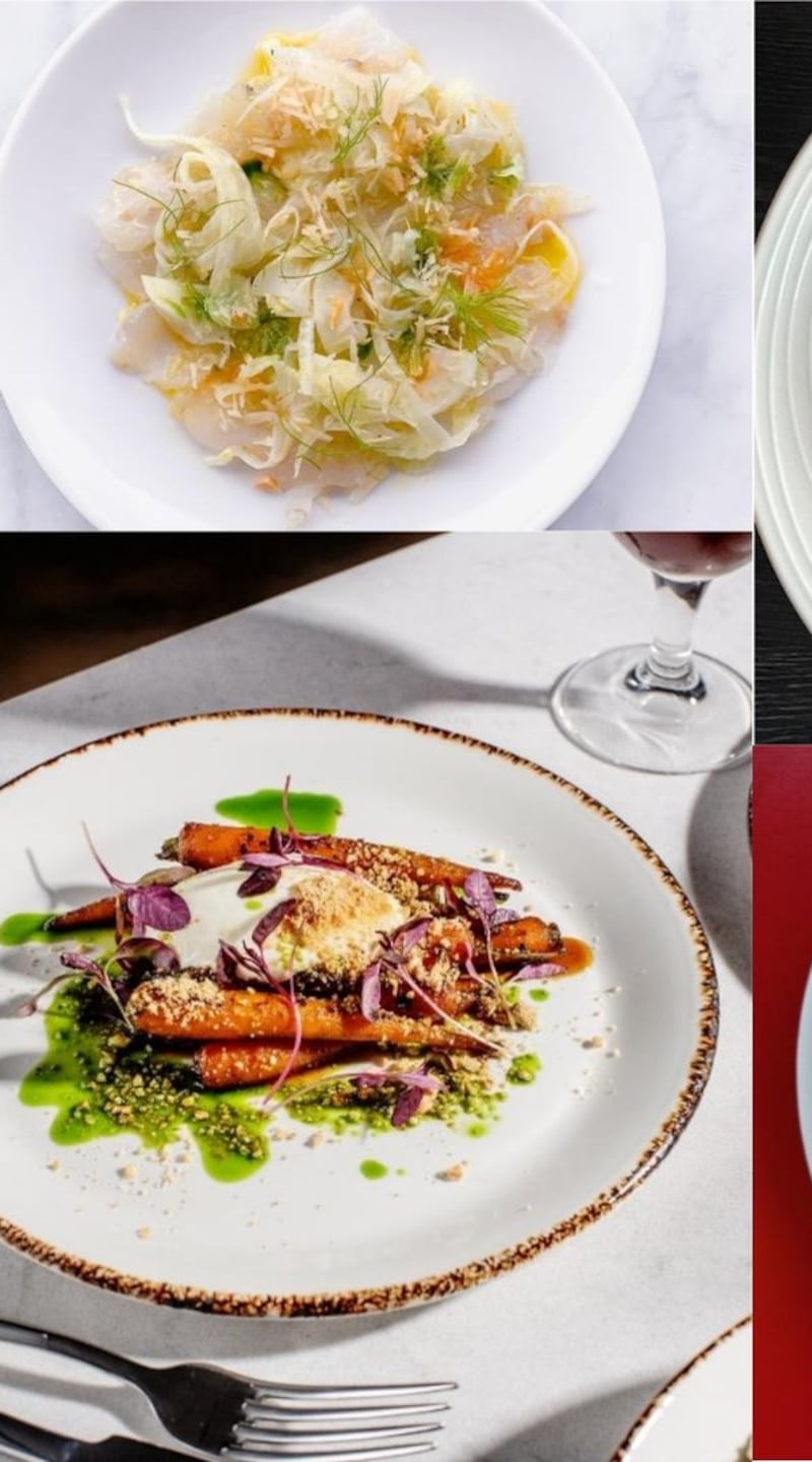 Great Irish food: dishes from (top row) Mamó, Solas Tapas, Hen’s Teeth and (bottom row) Glas, Daddy’s and House Restaurant