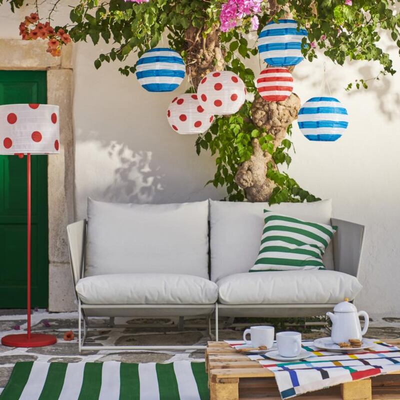 Add a candy crush fizz to your space with extravagant use of the solar-powered Solvinden LED pendants from Ikea