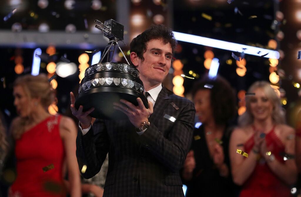 Geraint Thomas poses after winning the BBC Sports Personality of the Year award. Photograph: David Davies/PA